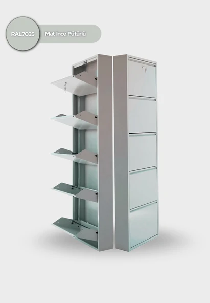 Gri Kilitli Metal Ayakkabılık   MAC5 - 5 Kapaklı - 50X15X169 h ürün görseli 1