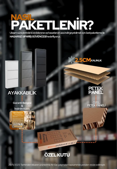 Gri Kilitli Metal Ayakkabılık   MAC3 - 3 Kapaklı - 50X15X103 h - Resim 6