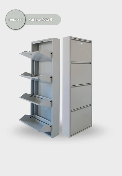 Gri Kilitli Metal Ayakkabılık   MAC4 - 4 Kapaklı - 50X15X136 h ürün görseli 1