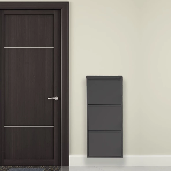 Mobilya Pratik 3'lü Metal Ayakkabılık - Siyah