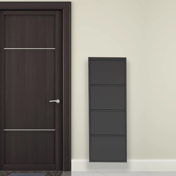 Mobilya Pratik 4'lü Metal Ayakkabılık - Siyah