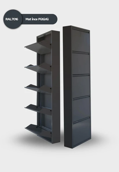 Antrasit Metal Ayakkabılık  MAC5 - 5 Kapaklı - 50X15X169 h ürün görseli 1