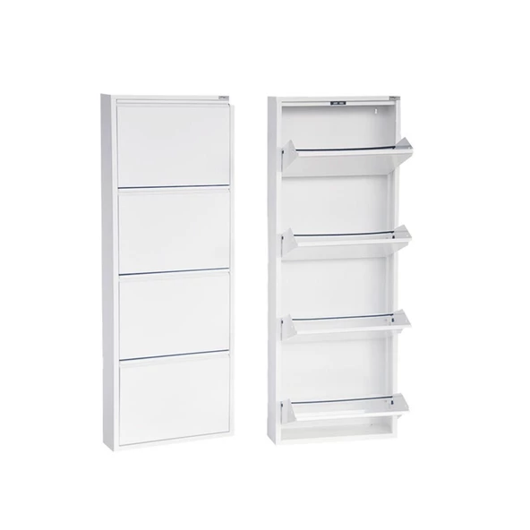 Mobilya Pratik Beyaz Metal Ayakkabılık   MAC4 - 4 Kapaklı - 50X15X136 h - 3