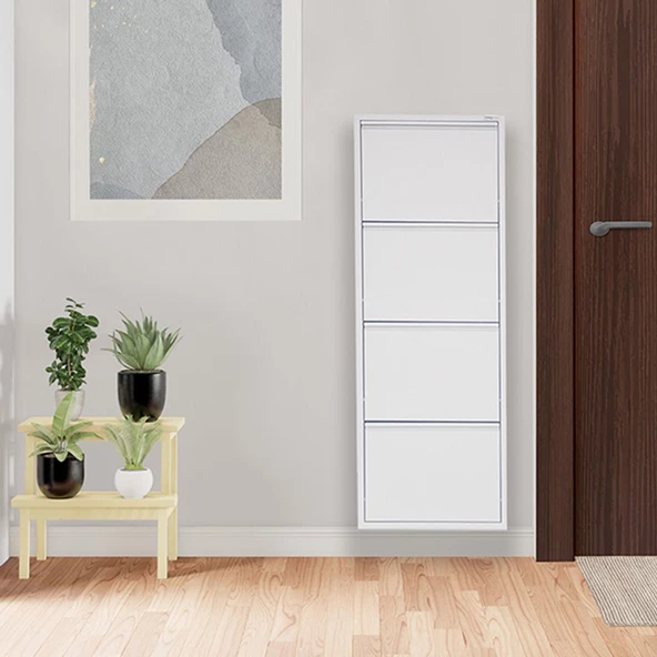 Beyaz Metal Ayakkabılık   MAC4 - 4 Kapaklı - 50X15X136 h - 2