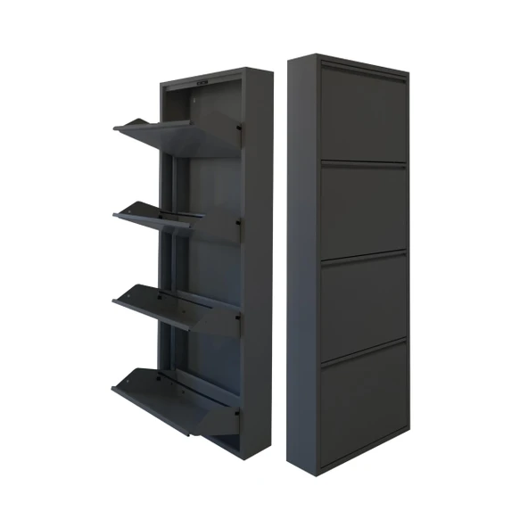 Antrasit Metal Ayakkabılık  MAC4 - 4 Kapaklı - 50X15X136 h ürün görseli