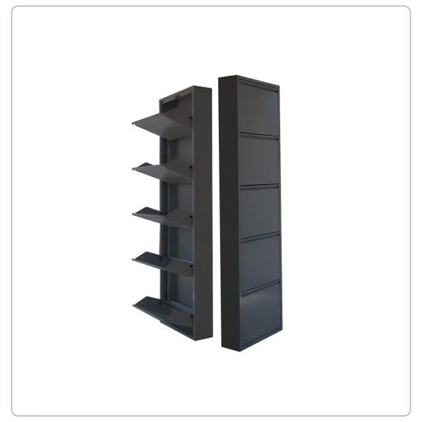 Antrasit Metal Ayakkabılık  MAC5 - 5 Kapaklı - 50X15X169 h ürün görseli