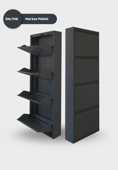 Antrasit Metal Ayakkabılık  MAC4 - 4 Kapaklı - 50X15X136 h ürün görseli 1