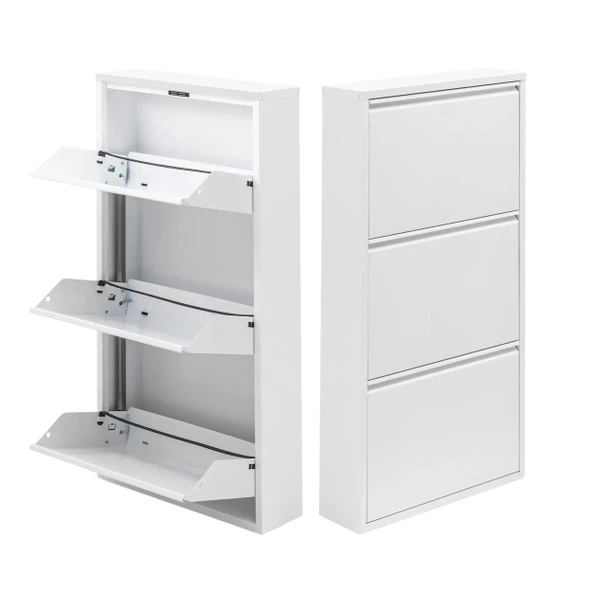 Beyaz Metal Ayakkabılık   MAC3 - 3 Kapaklı - 50X15X103 h - Resim 2