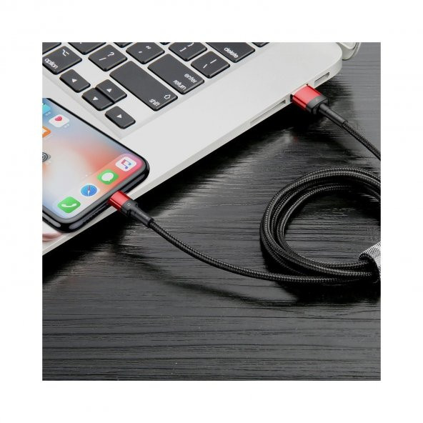 Baseus CALKLF-G91 Cafule 2.4 A Lightning 1 Metre Şarj Kablosu Kırmızı - 5