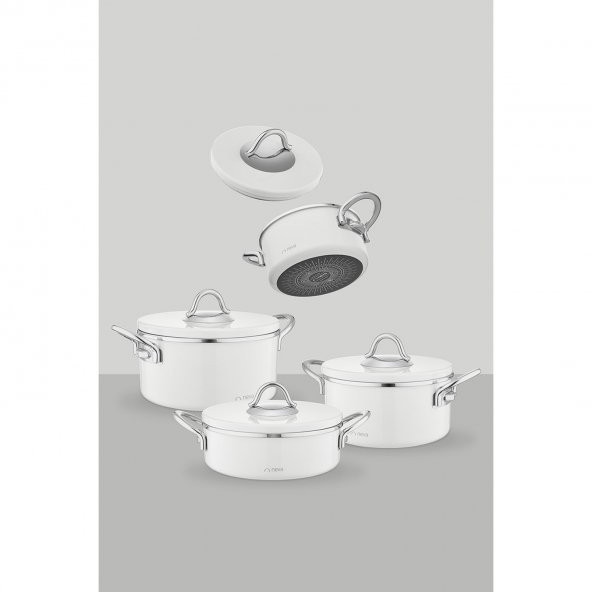 Neva N3078 Sweet Premıum Lilyum Graye Tencere Seti