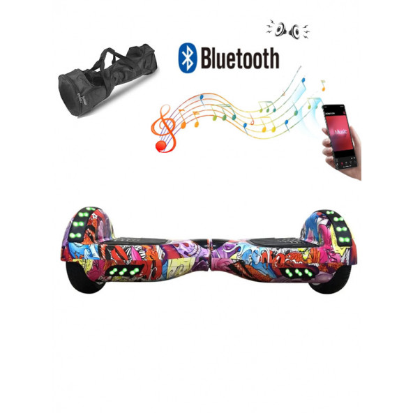 CityMate Elektrikli Kaykay Full Ledli Hoverboard Bluetooth Hoparlörlü 6.5 Inch Desenli Çanta Hediye - 2