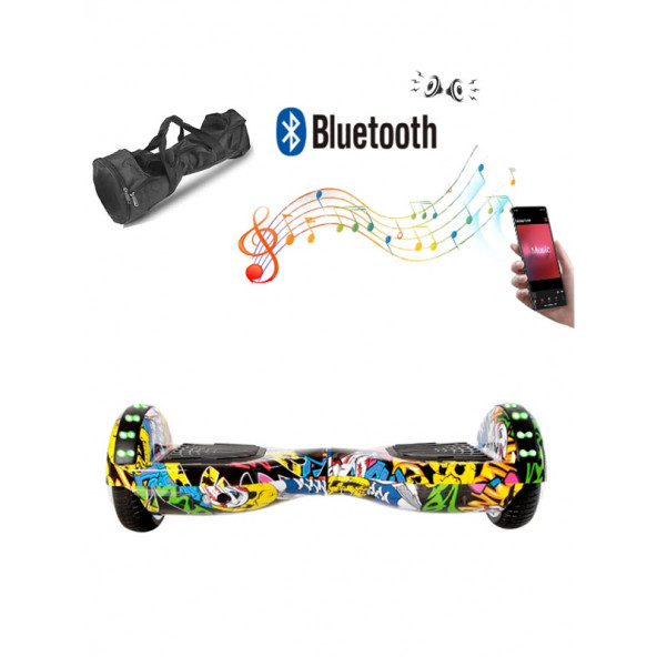 CityMate Elektrikli Kaykay Full Ledli Hoverboard Bluetooth Hoparlörlü 6.5 Inch Desenli Çanta Hediye - 3
