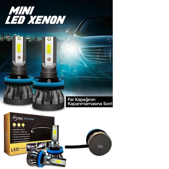 Slim Led Xenon Şimşek Etkili Mini Beyaz H9 Kapak Kapanma Garantili - 6