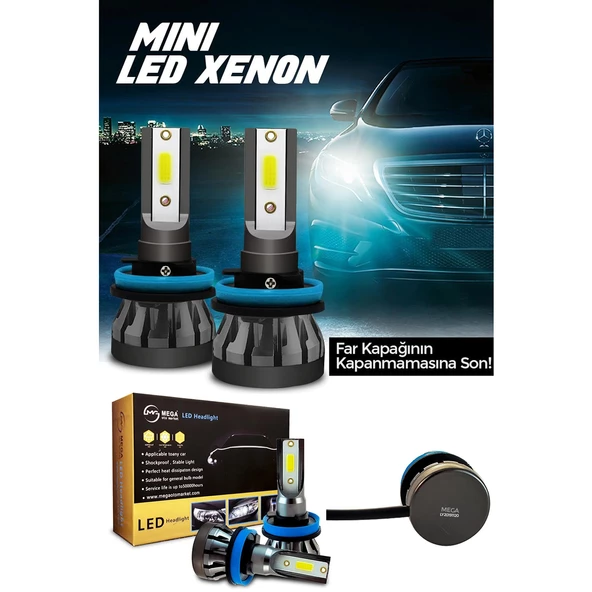 Slim Led Xenon Şimşek Etkili Mini Beyaz H8 Kapak Kapanma Garantili - 6
