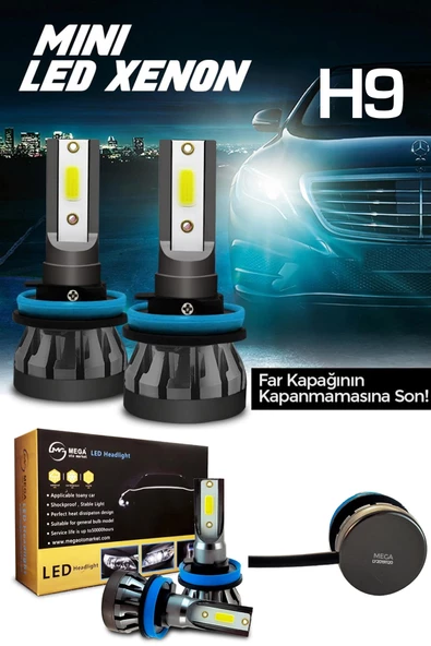 Slim Led Xenon Şimşek Etkili Mini Beyaz H9 Kapak Kapanma Garantili - 2