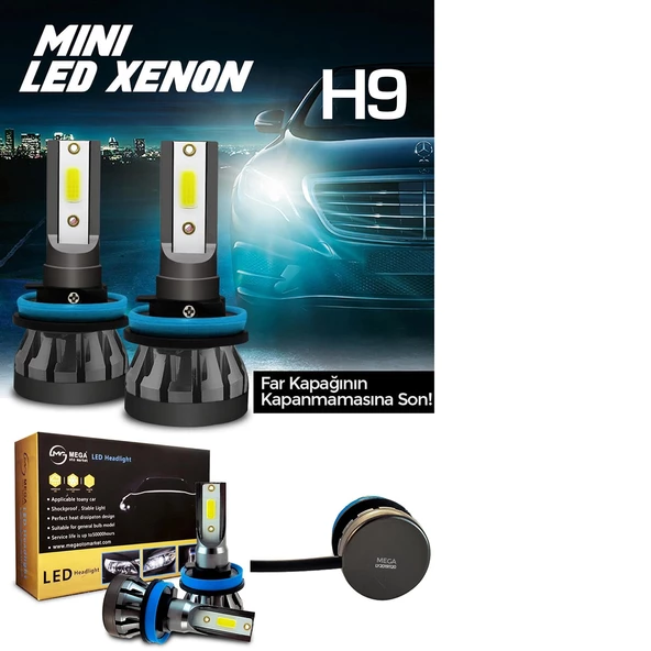 Slim Led Xenon Şimşek Etkili Mini Beyaz H9 Kapak Kapanma Garantili