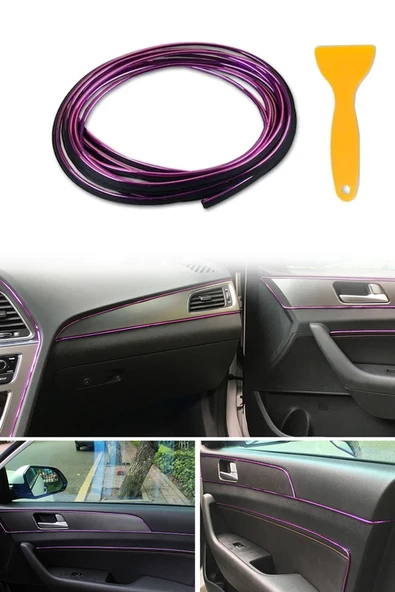 Trim Fitil Mor Yeni Nesil Araç İçi İp Şerit Balık Sırtı Nikelajlı 5 Metre - 2
