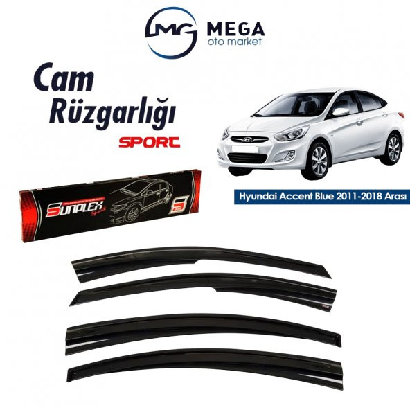 Mega Oto Market Hyundai Accent Blue 2011-2018 Arası Mugen Tip Cam Rüzgarlık Sunplex