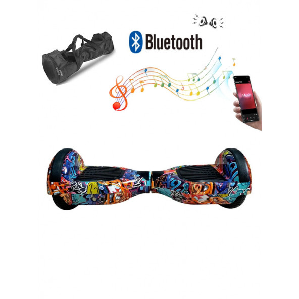 CityMate Elektrikli Kaykay Hoverboard Bluetooth Hoparlörlü 6.5 Inch Grafiti Desenli - 6