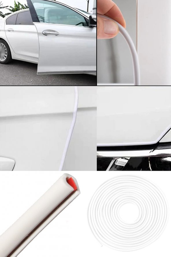 Mega Oto Market Oto Kapı Fitili Çizilme Çarpma Önleyici 6 Metre Araç Kapı Fitili Beyaz Bantlı