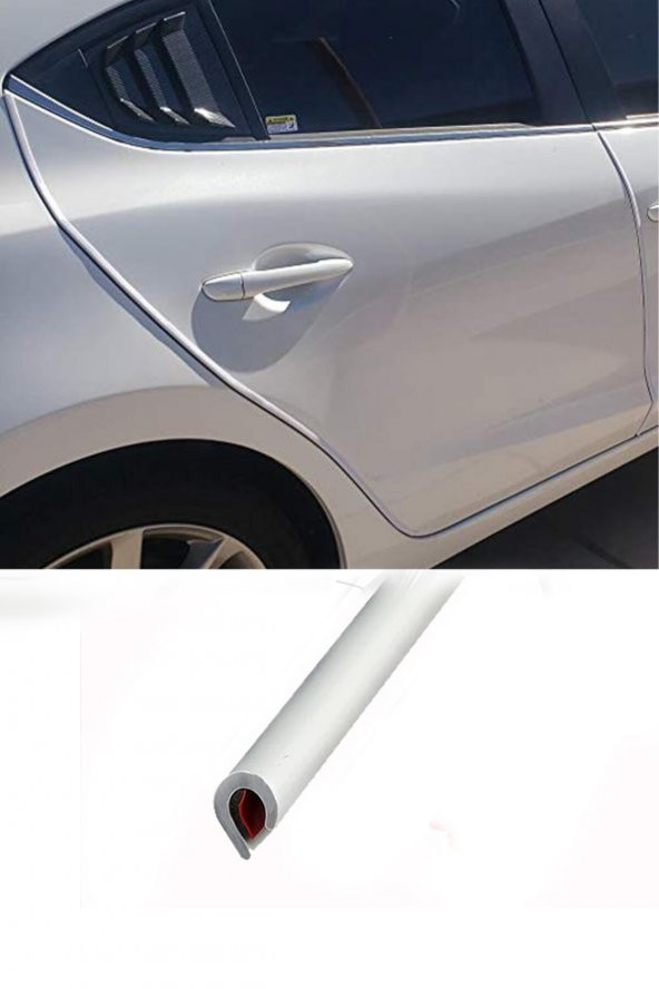 Mega Oto Market Oto Kapı Fitili Çizilme Çarpma Önleyici 6 Metre Araç Kapı Fitili Beyaz Bantlı - 2