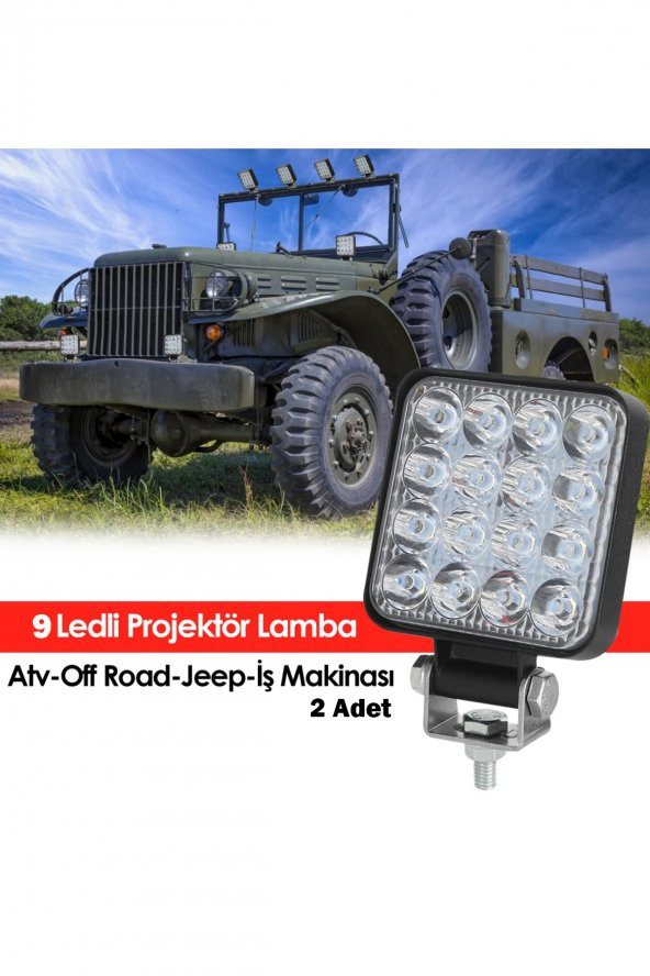 Goodpag 9 Ledli Projektör Lamba Atv Off Road Jeep İş Makinası 2 Adet