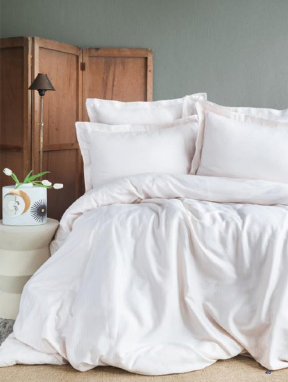 Apricitas Home Ellie White Çift Kişilik 100 Bambu Pamuk Saten Nevresim Takımı AP53T20211152
