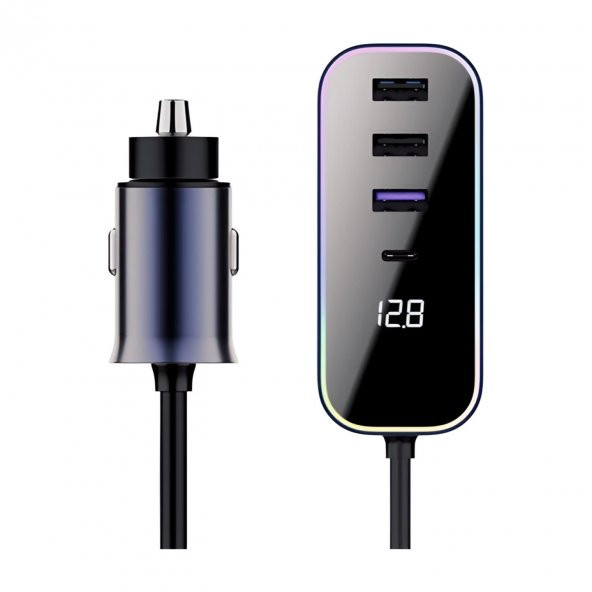 Cosmostech Araba Çakmak Şarj Cihazı 105W 4 Portlu Süper Hızlı Fast Car Charger, Type-C - 3 USB