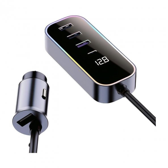 Cosmostech Araba Çakmak Şarj Cihazı 105W 4 Portlu Süper Hızlı Fast Car Charger, Type-C - 3 USB - 2