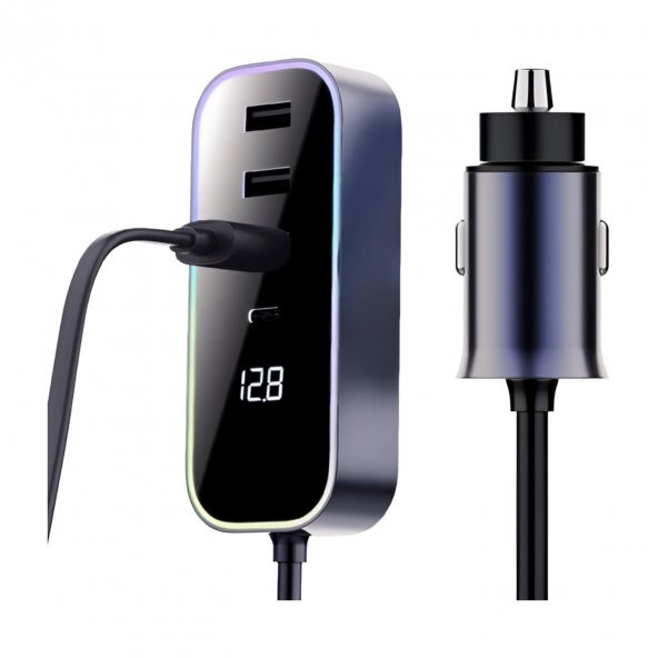 Cosmostech Araba Çakmak Şarj Cihazı 105W 4 Portlu Süper Hızlı Fast Car Charger, Type-C - 3 USB - 3