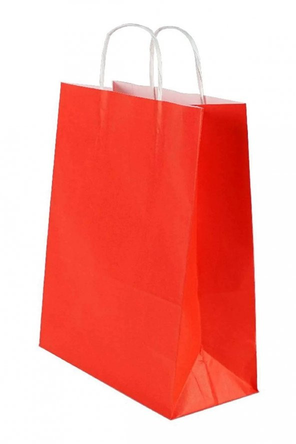Kağıt Çanta Kırmızı Düz Renk 251231 cm Hediye Poşeti 5li