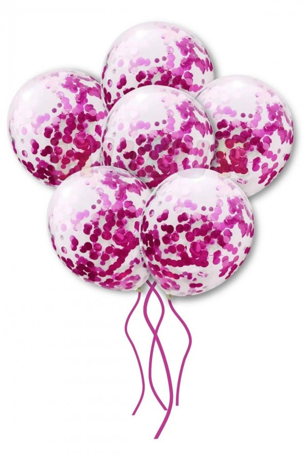 Mor Konfetili Şeffaf Balon 10 Adet Içi Gözüken Pullu Balon Balon Pulu Renksiz Balon