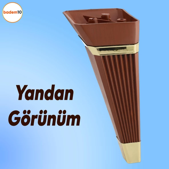 Alcazar Lüks Mobilya Kanepe Tv Ünitesi Koltuk Ayağı Konsol Ayakları 23 Cm Ceviz Altın - Resim 3