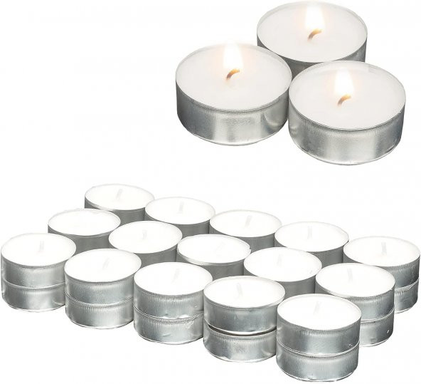 Tealight Mum - Beyaz Küçük Yuvarlak Yer Ve Masa Mumu 20 Adet