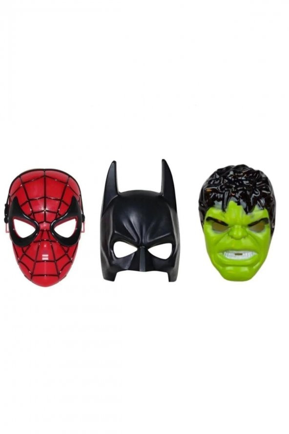 Avengers Süper Set Spiderman Örümcek Adam Batman Hulk Maske 3lü