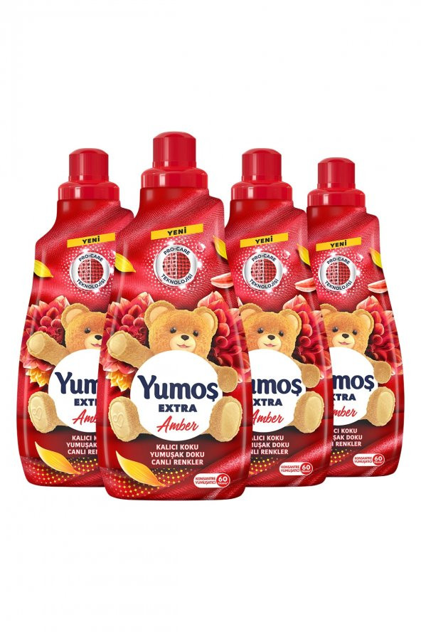 Yumoş Extra Konsantre Çamaşır Yumuşatıcısı Amber 1440 Ml 60 Yıkama 4adet - 2