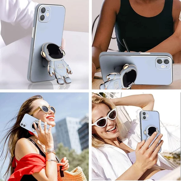 iPhone 11 Kılıf Astronot Seri Stant Silikon Kapak - 10