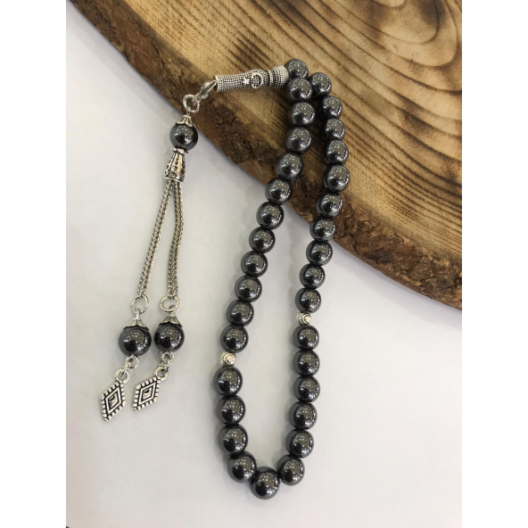 Hematit Taşlı Küre Kesim Doğal Tesbih - 2