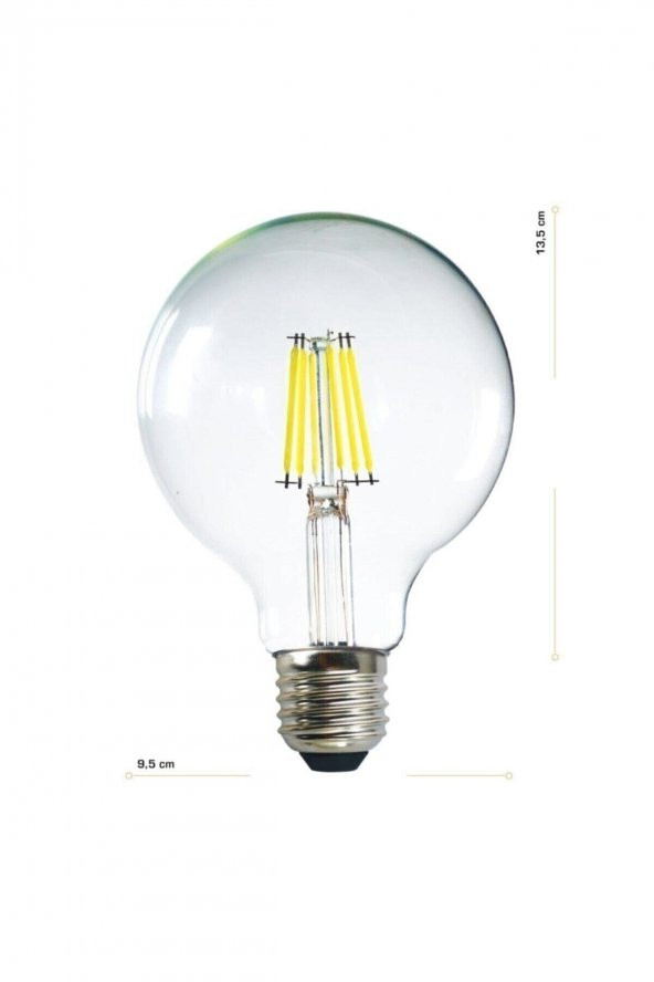 G95 Filament Edison Tip Rustik Ampul 6 Watt Led Ampul - Beyaz Işık 6500 Kelvin 660 Lümen - 2