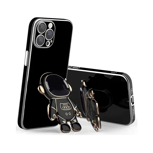iPhone 15 Pro Kılıf Astronot Seri Stant Silikon Kapak - 2