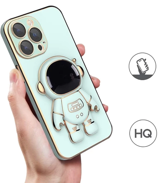 iPhone 15 Pro Kılıf Astronot Seri Stant Silikon Kapak - 9
