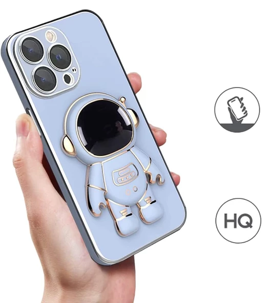 iPhone 15 Pro Kılıf Astronot Seri Stant Silikon Kapak - 12