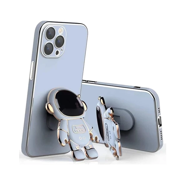 iPhone 15 Pro Kılıf Astronot Seri Stant Silikon Kapak - 11