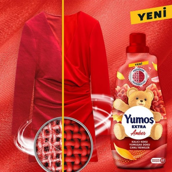 Yumoş Extra Konsantre Çamaşır Yumuşatıcısı Renkliler Için Amber 60 Yıkama 1440 ml X3 Adet - 5