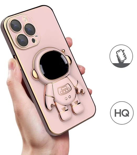 iPhone 15 Pro Kılıf Astronot Seri Stant Silikon Kapak - 6