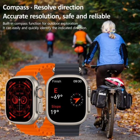 HK8 Pro Max Ultra Akıllı Saat Amoled Ekran Pusula Sesli Asistan Nfc Gps ( Gümüş ) - 3