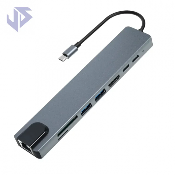 USB Çoklayıcı 8in1 Hub Type-C 4K Hdmı SD TF Kart Okuyucu Usb 3.0 Okuyucu Adaptör