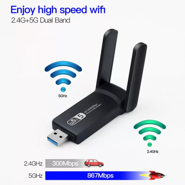 AC1200 Wifi 5G 1200 Mbps 802.11ac USB Wireless Adaptör - 2
