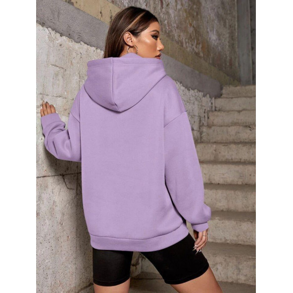 LİLA 3iplik kapşonlu kışlık kapşonlu sweatshirt