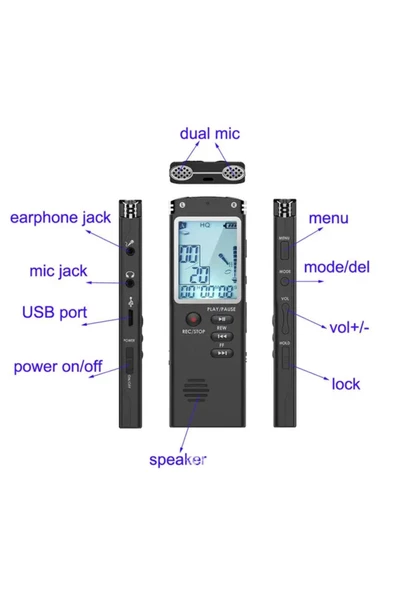 KB40 Profesyonel 16 Gb Dijital Ses Kaydedici Ses Kayıt Cihazı Mp3 Çalar - 4
